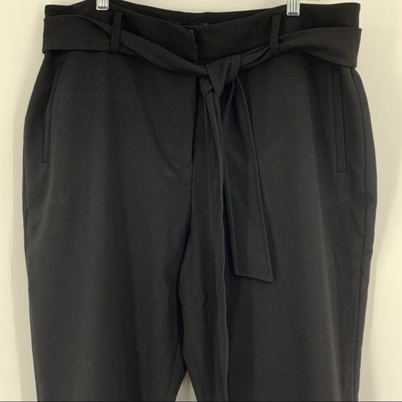 Halogen 16P Tie waist twill ankle black pants 8987 - Picture 7 of 9